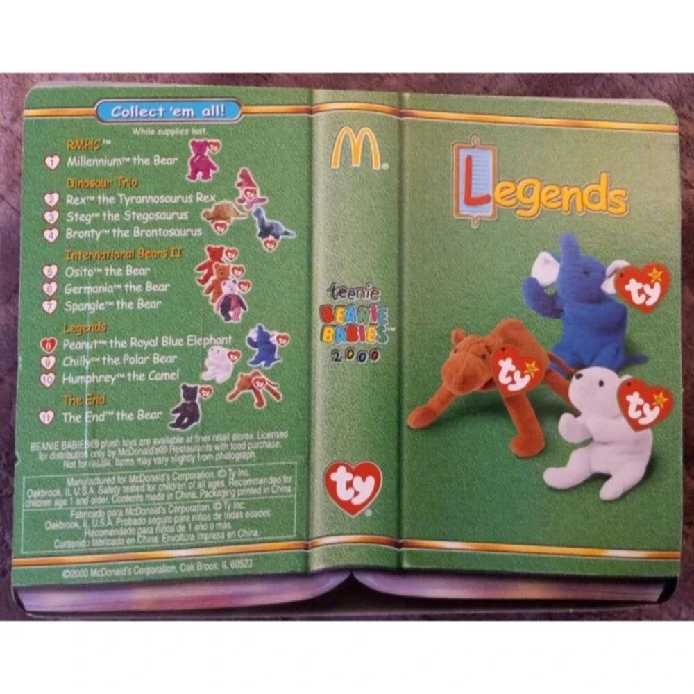 Ty Legends Teenie Beanie Baby Peanut the Retired Royal Blue Elephant Rare In Box